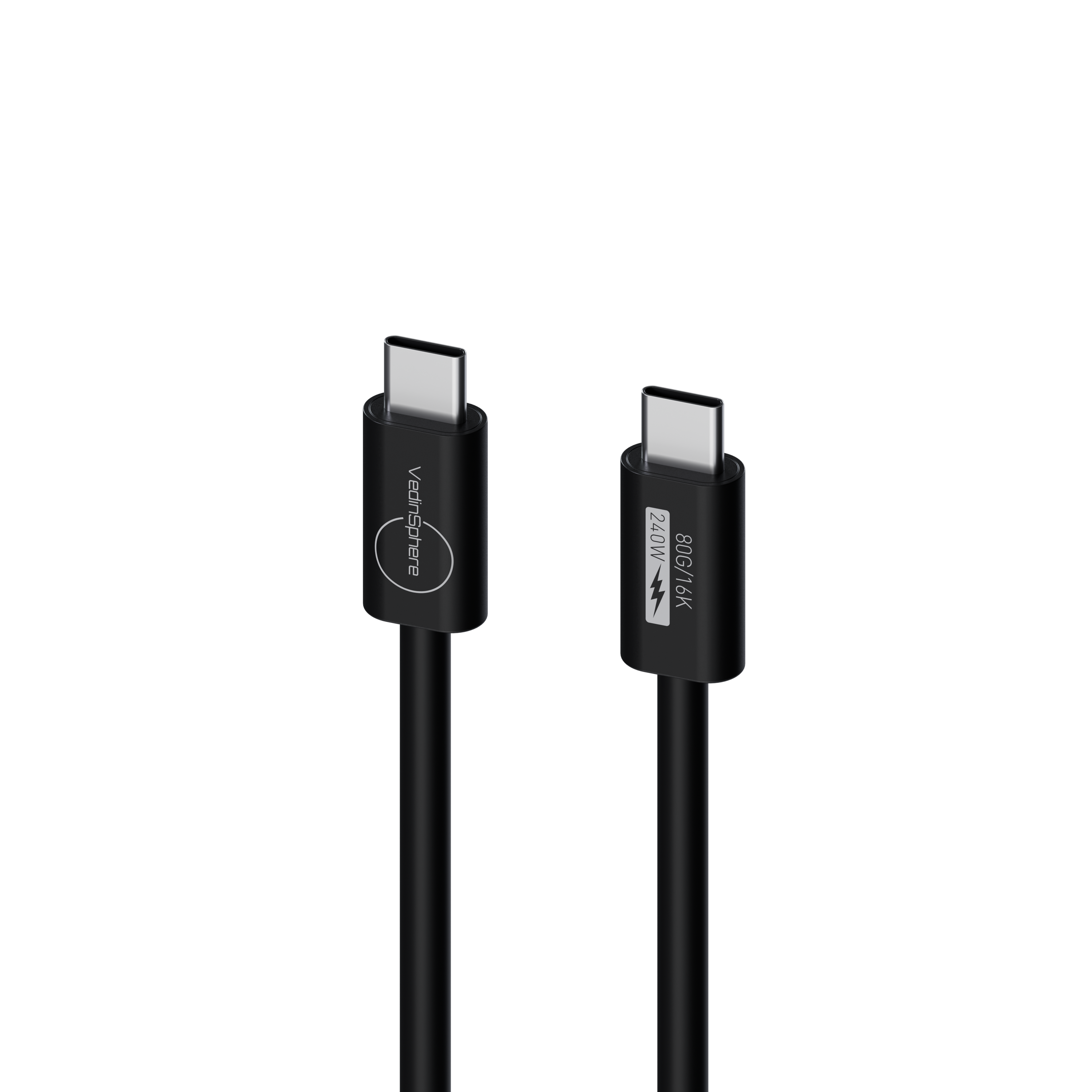 VedinSphere USB4-80G Hyper-Flex Cable 1m Black - 80Gbps 240W Thunderbolt 5 Compatible